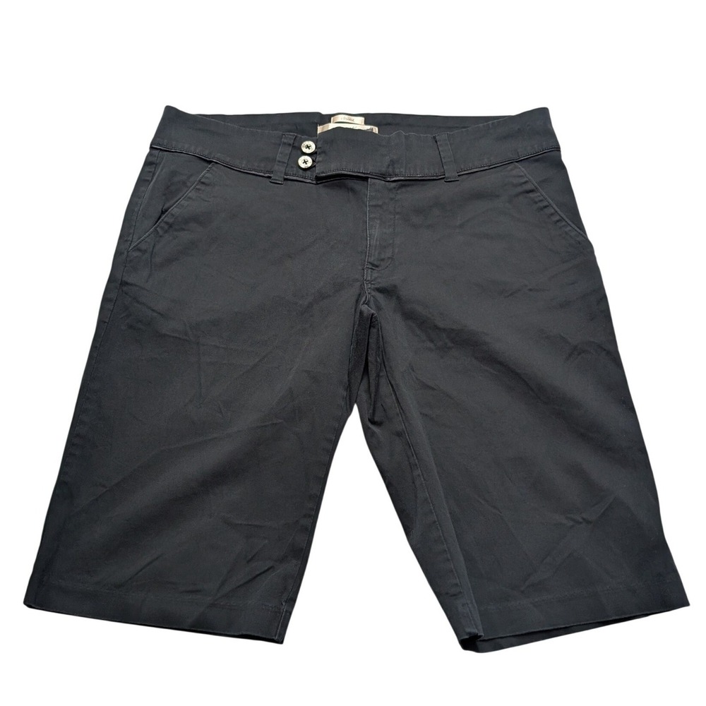 Old Navy Bermuda Shorts Womens 12 Black Low Waist Stretch Cotton Chino